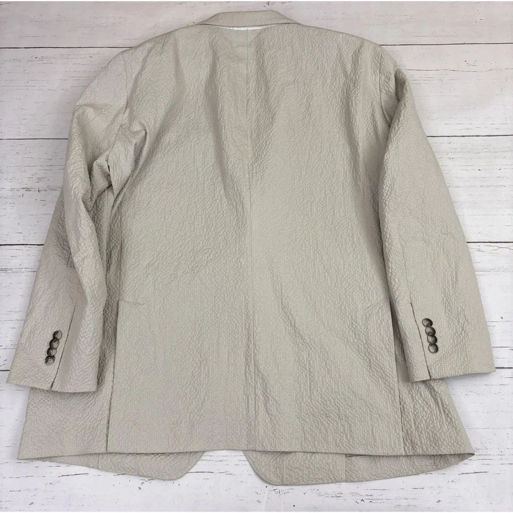 Atelier Munro Suit Mens 46S 42x27 Beige Seersucker Cotton Stretch 2 Pc Subalpino